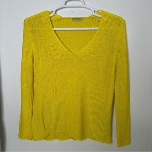 Zara knit V-Neck  Sweater in Vibrant Yellow